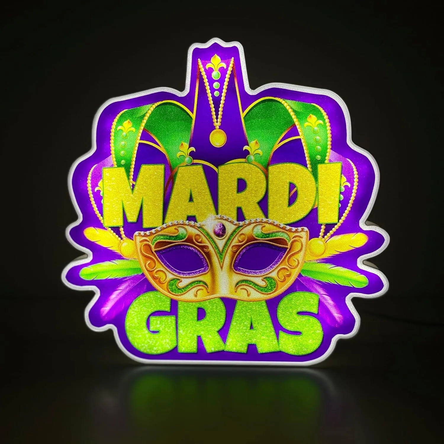 Allenjoy Mardi Gras Carnival Masquerade Theme Night Light Up Box Gifts USB Powered Lamp Lightbox Bedroom Room Bar Wall Art Table Desk Decorations Decor Sign