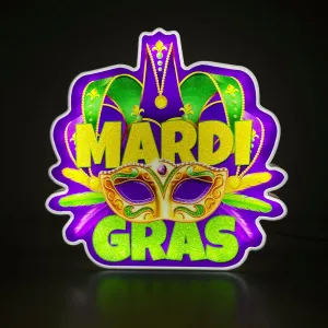Allenjoy Mardi Gras Carnival Masquerade Theme Night Light Up Box Gifts USB Powered Lamp Lightbox Bedroom Room Bar Wall Art Table Desk Decorations Decor Sign
