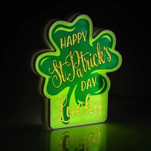 Allenjoy St. Patrick's Day Lucky Clover Light USB Lightbox Night Light Room Decor