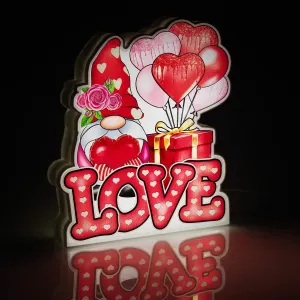Allenjoy Valentine's Gnome Day Light, Valentine 3D Night Light,Valentine's Gnome Lights Sign Table Decorations,Valentine Room Decor Lamp Gifts
