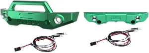 Aluminum 7075 Alloy Front Bumper & Rear Bumper With LED Lights For Traxxas 1/16 Mini Maxx 4WD RTR Brushless Monster Truck 107154-1 Upgrades - Green