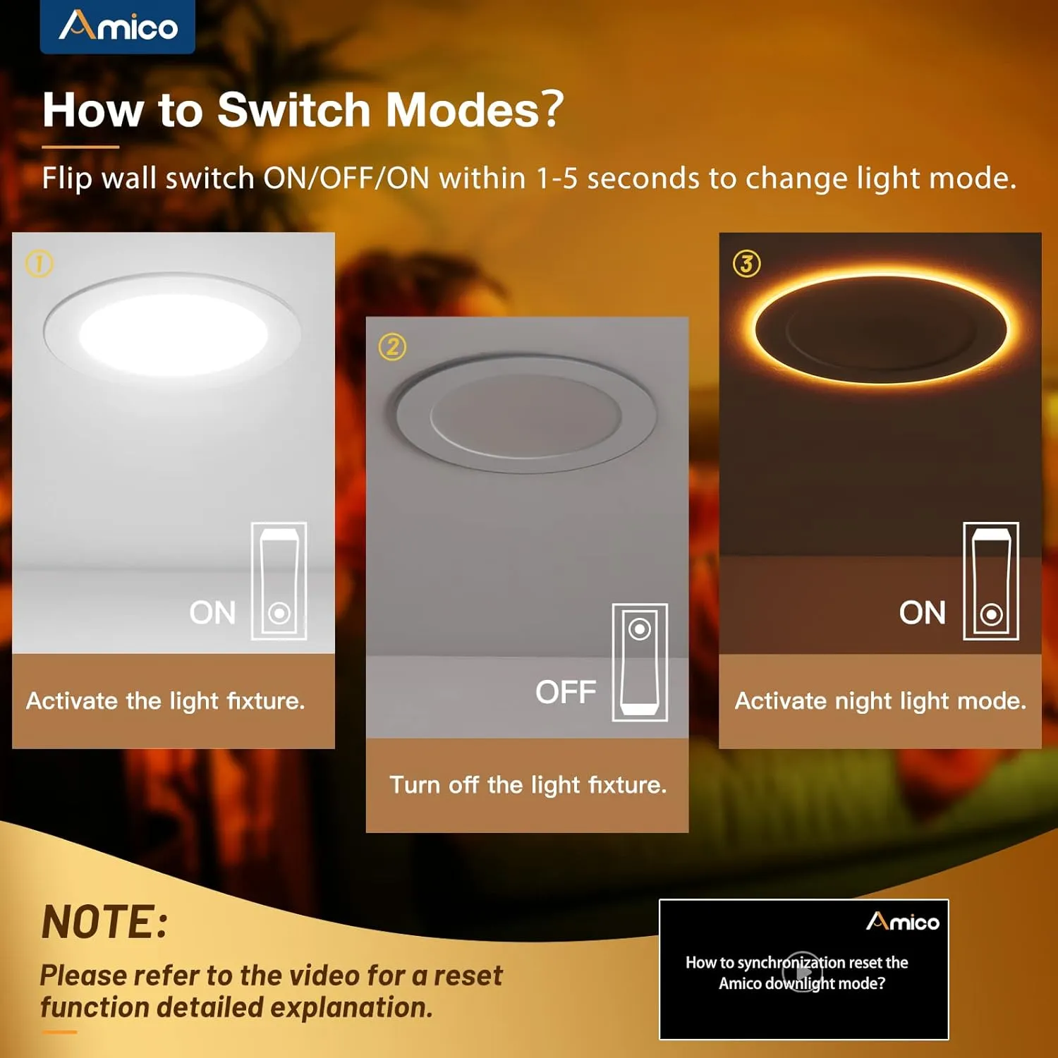 Amico 12 Pack 6 Inch 5CCT LED Recessed Ceiling Light with Night Light, 2700K/3000K/3500K/4000K/5000K Selectable Ultra-Thin Lighting, 12W=110W, 1100LM, Dimmable Canless Wafer Downlight ETL&FCC
