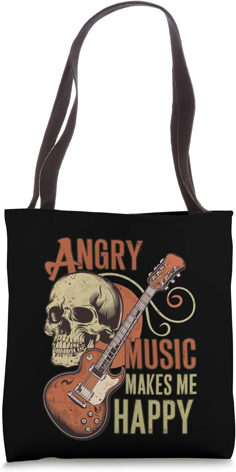 Angry Music Makes Me Happy Metalhead Tote Bag