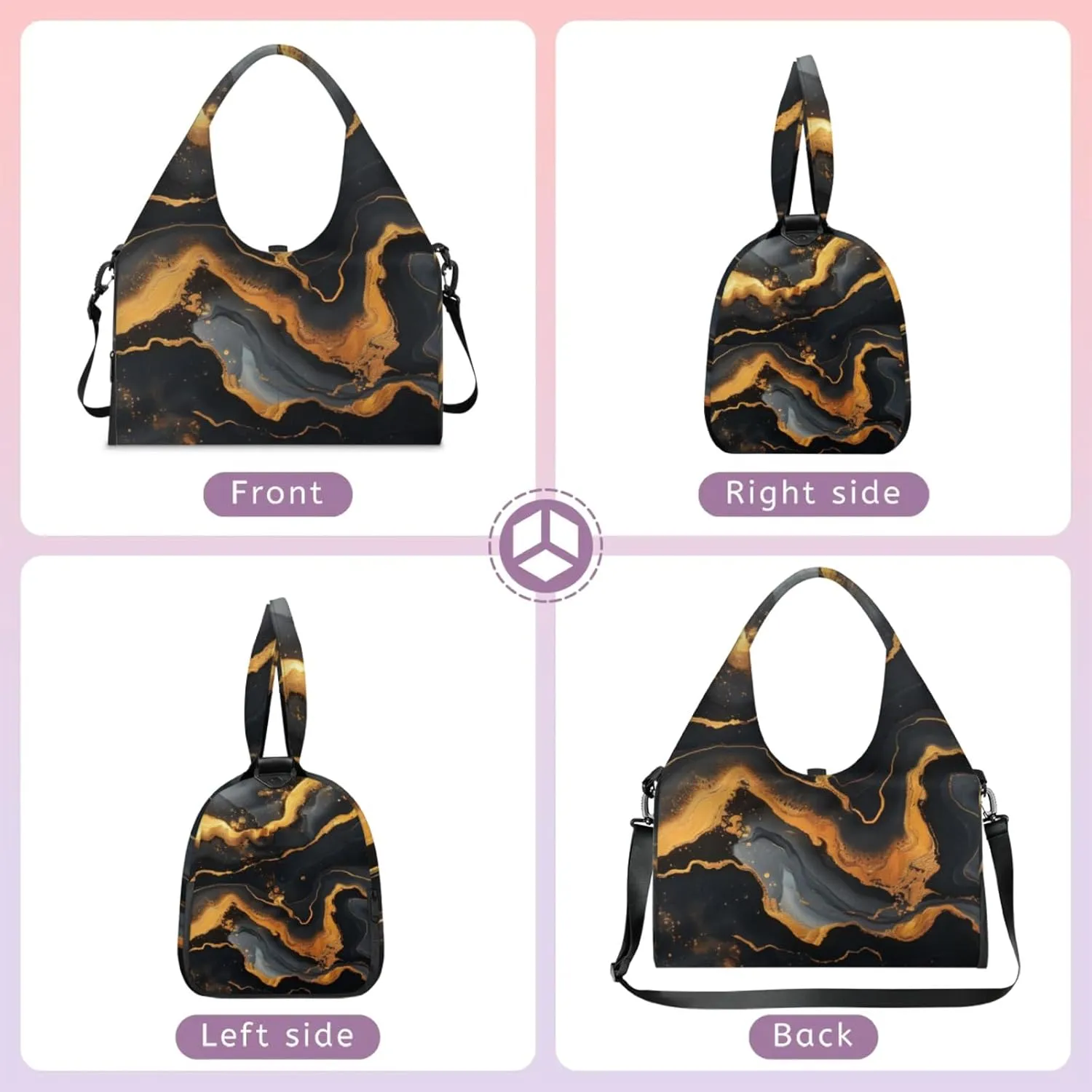 Animal Marble Paper Gym Bag Yoga Mat Tote for Women with Shoes Compartment Lightweight Duffle Travel Carrier Wet Dry Storage Pockets Adjustable Pilates Mats Shoulder Bags for Sport Swim