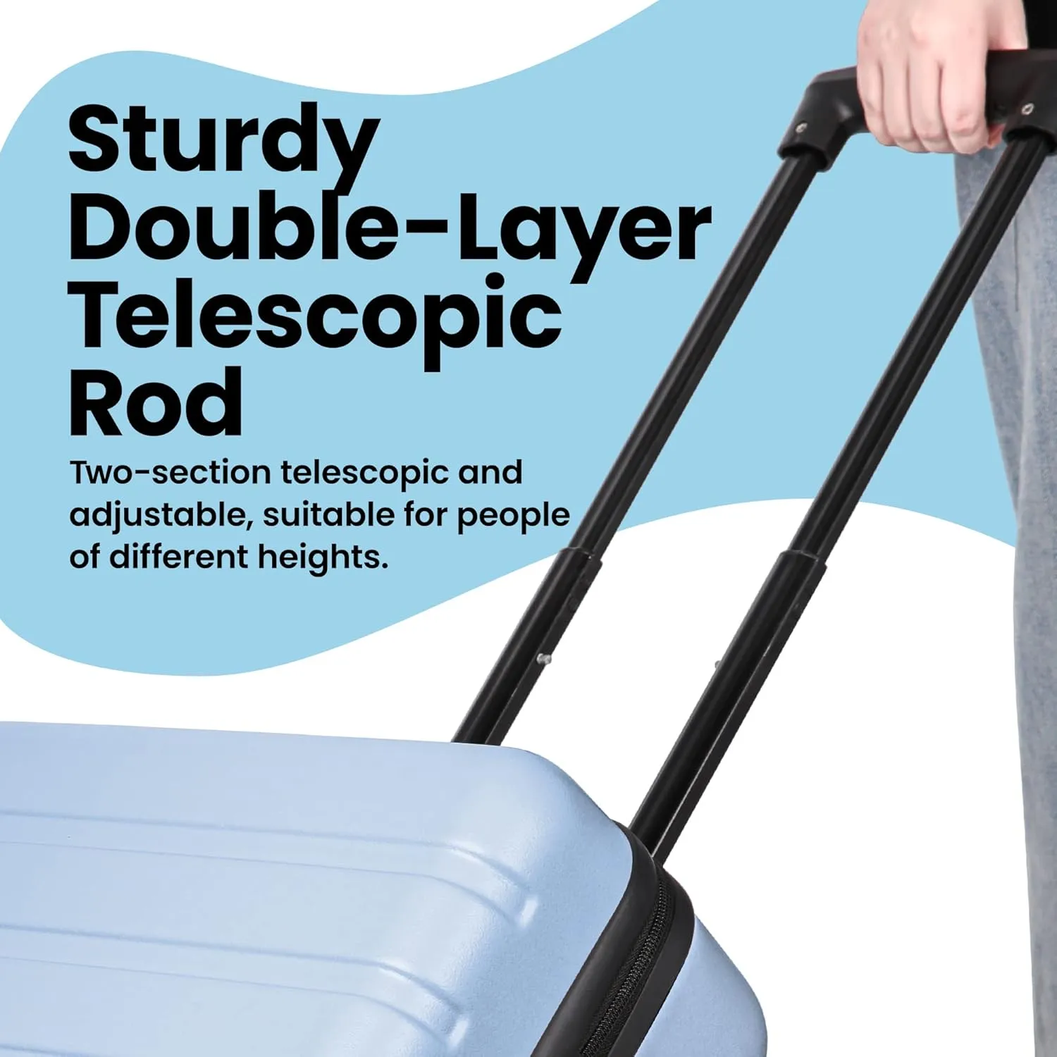 AnyZip Suitcase Hardside PC ABS Lightweight USB Luggage with Wheels TSA Lock Checked-Large 28 Inch Light Blue
