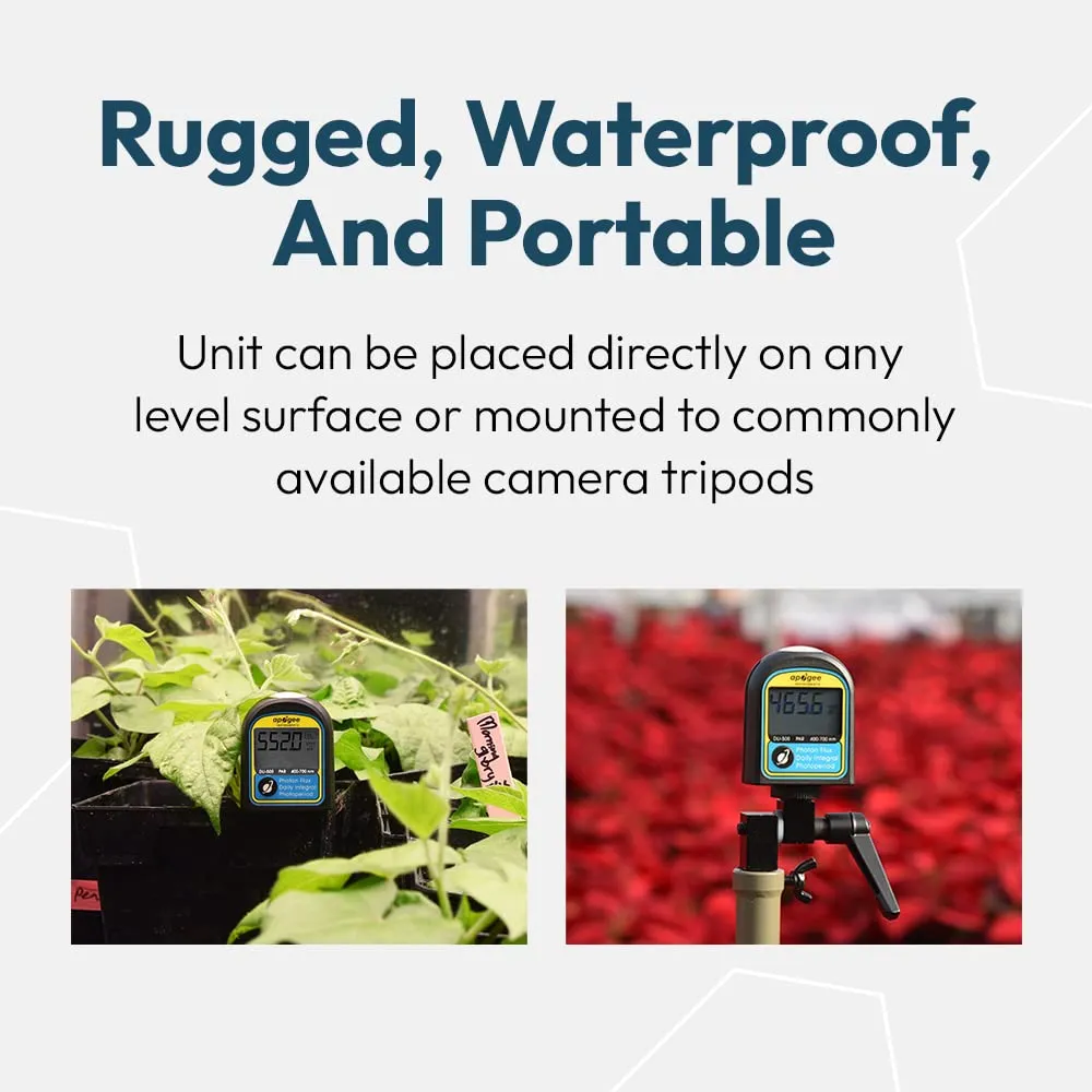 Apogee Instruments DLI-500 PAR, Daily Light Integral, and Photoperiod Meter - Full-Spectrum 400-700 nm Light Measurement Tool for Plants & Agriculture