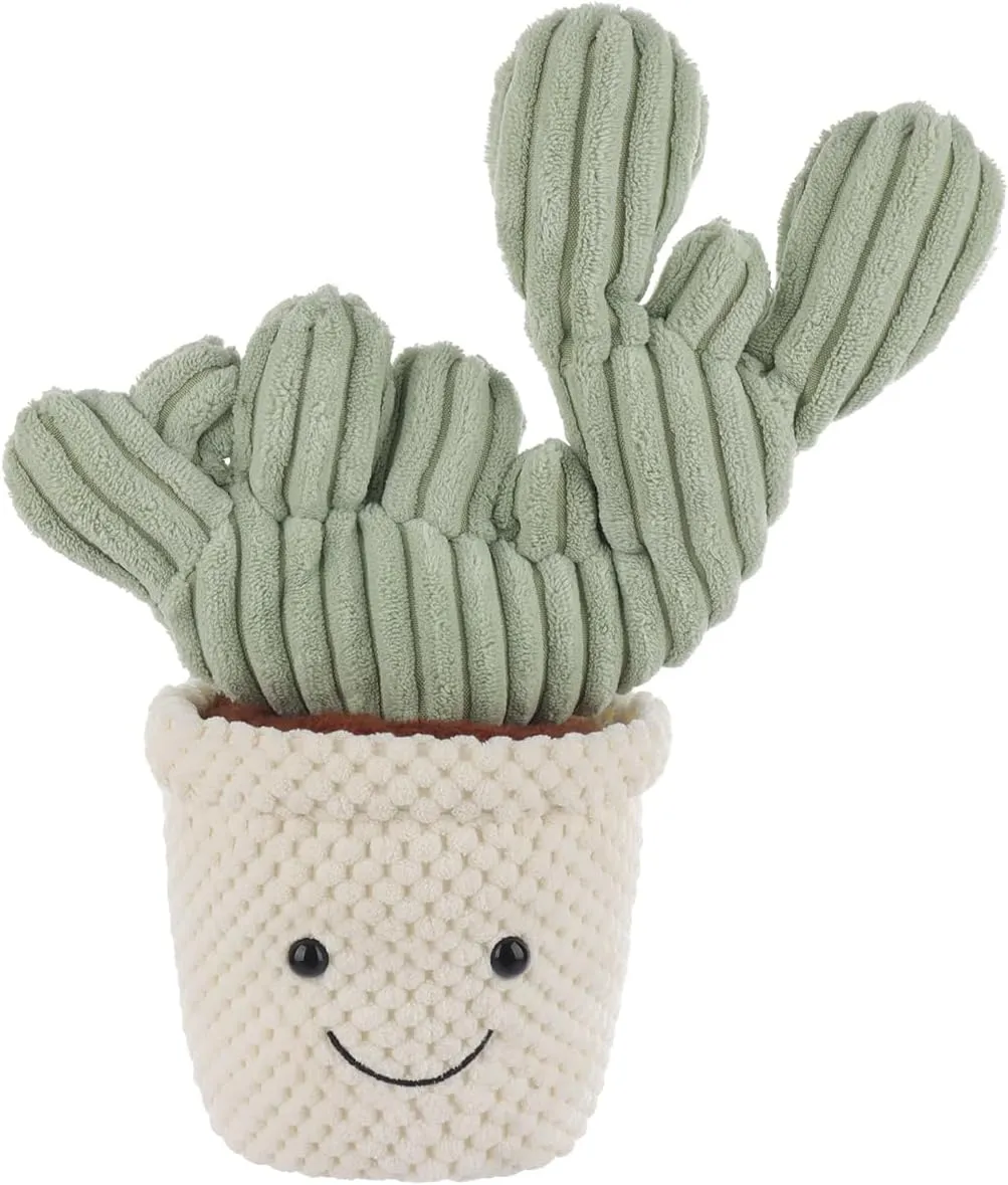 Apricot Lamb Soft Cactus Plant Plush Toy, Stuffed Green Pot, Kawaii Plushie for Kids
