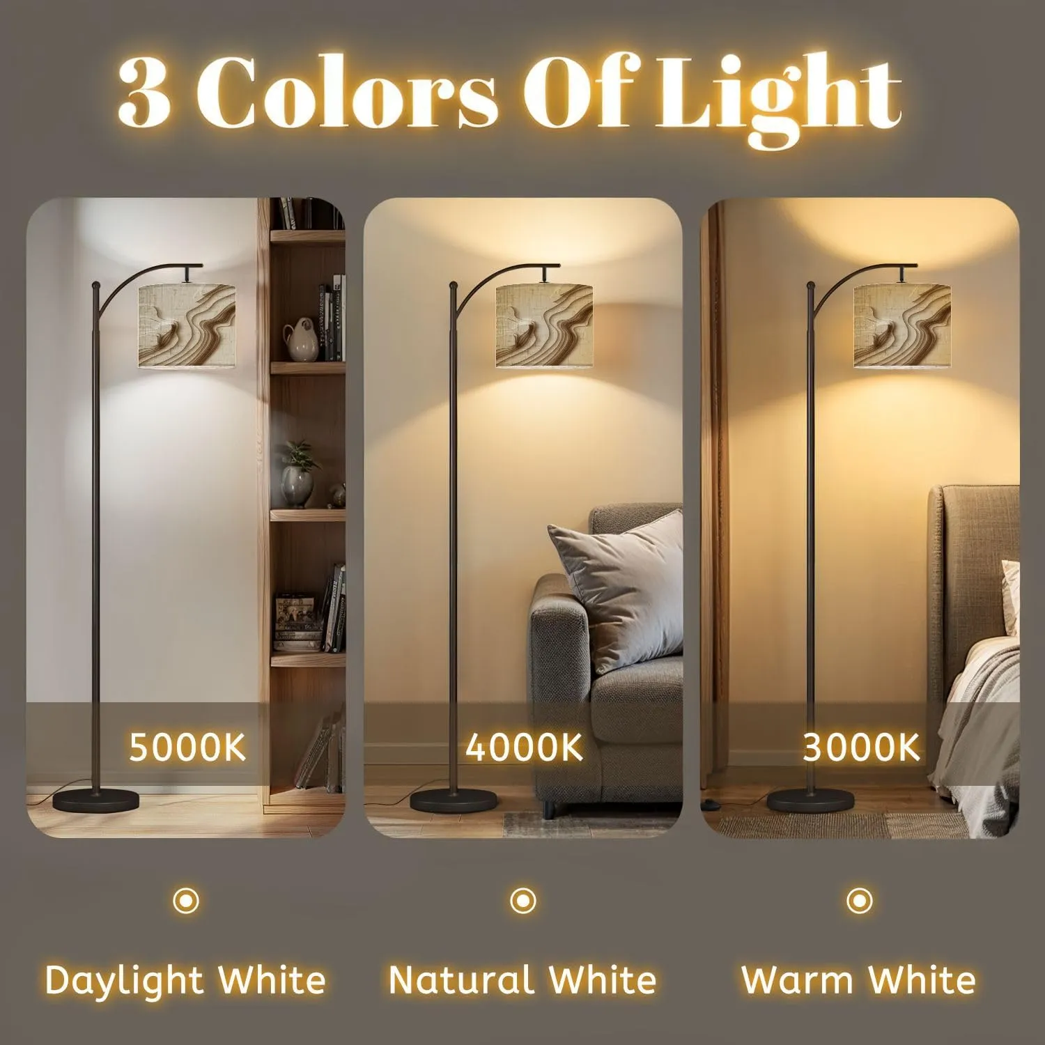 Arc Floor Lamps Mountain Hiking Map line Topography Abstract Topographic map Space for Modern LED Adjustable Lampshade Standing Light for Living Room Reading Bedroom Office