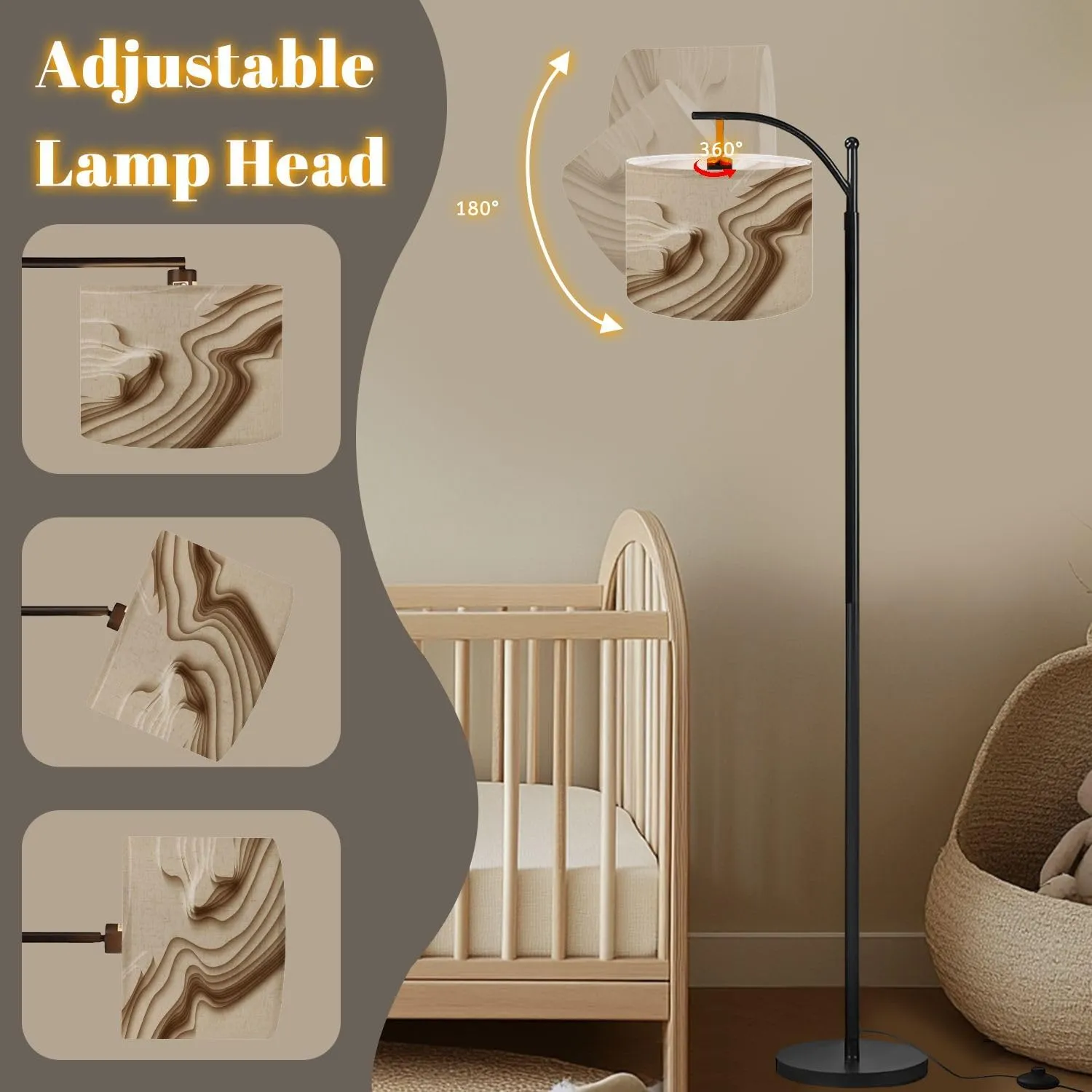 Arc Floor Lamps Mountain Hiking Map line Topography Abstract Topographic map Space for Modern LED Adjustable Lampshade Standing Light for Living Room Reading Bedroom Office