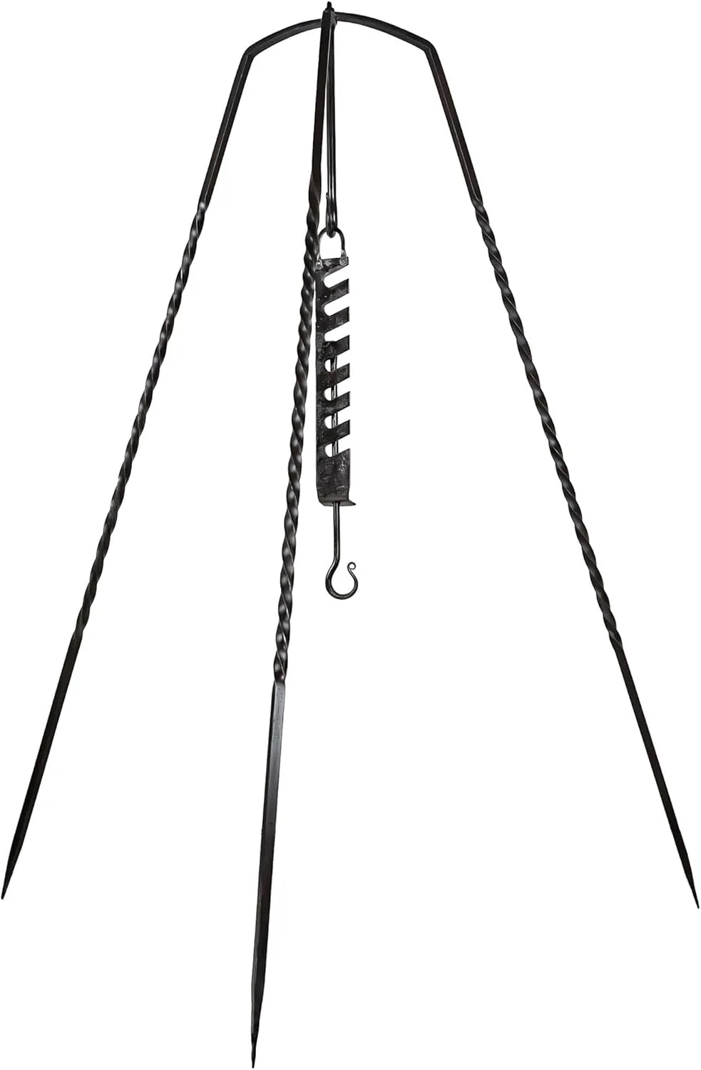 Armory Replicas 56.5-Inch Forged Iron Tripod with Adjustable Pot Hook for Medieval Camping & Outdoor Cooking