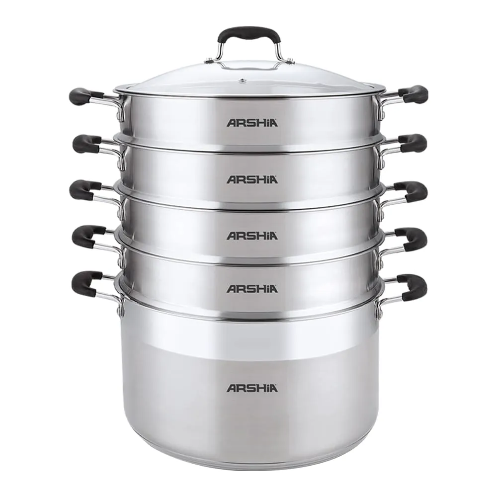 Arshia stainless steel steamer 30cm with Glass Lid