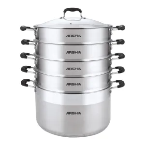 Arshia stainless steel steamer 30cm with Glass Lid