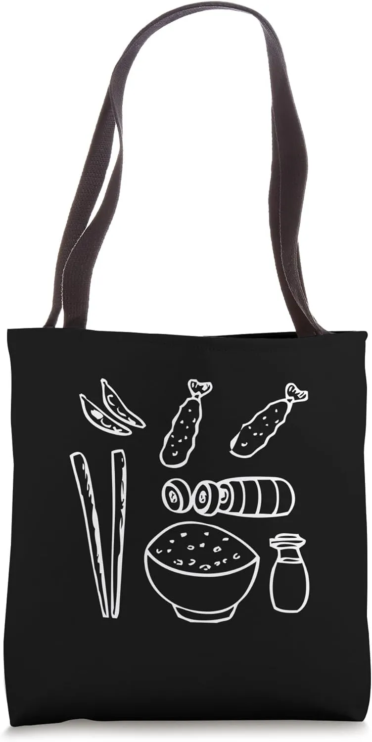 Asian Sushi Tempura Shrimp Food Rice Chop Sticks Tote Bag
