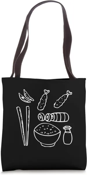 Asian Sushi Tempura Shrimp Food Rice Chop Sticks Tote Bag