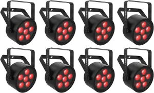 Audiosavings Bundle: (8) Chauvet DJ SlimPAR H6 ILS RGBAW UV LED DMX Par Can Party/Stage Wash Light