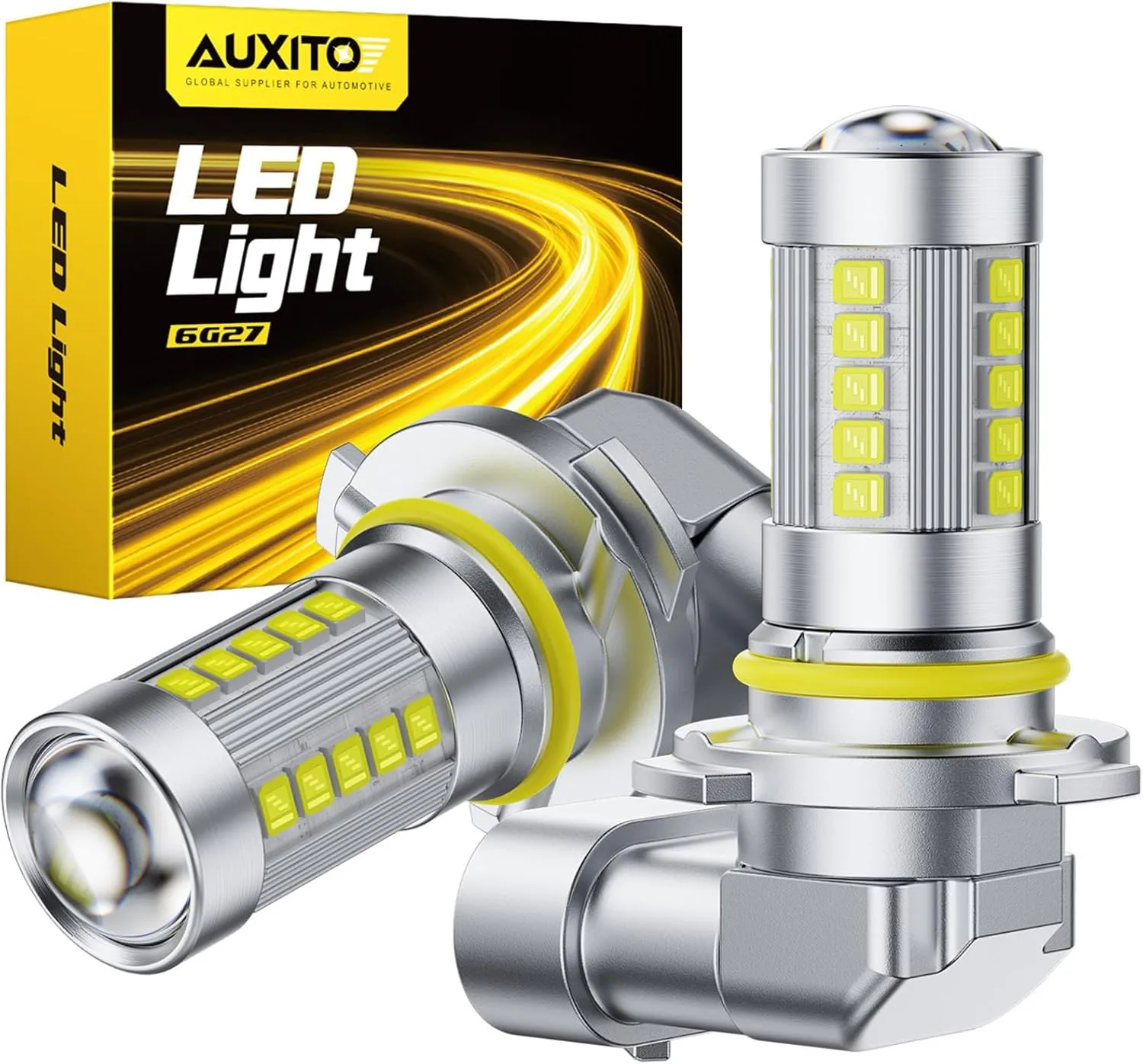 AUXITO 9006 LED Fog Light Bulbs, 6500K Cool White Light, 1:1 Mini Size HB4 9006 LED Fog Light Bulbs, 360° Full Illumination(Pack of 2)