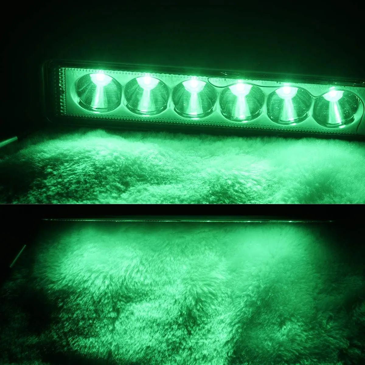 AUXMOTEC Green Led Light Bar 2PCS 18W Spot Driving Fog Light Off-road Work Light Waterproof Compatible for Boat ATV SUV Truck Pick-up Van Fishing Hunting Navigation 12v 24v
