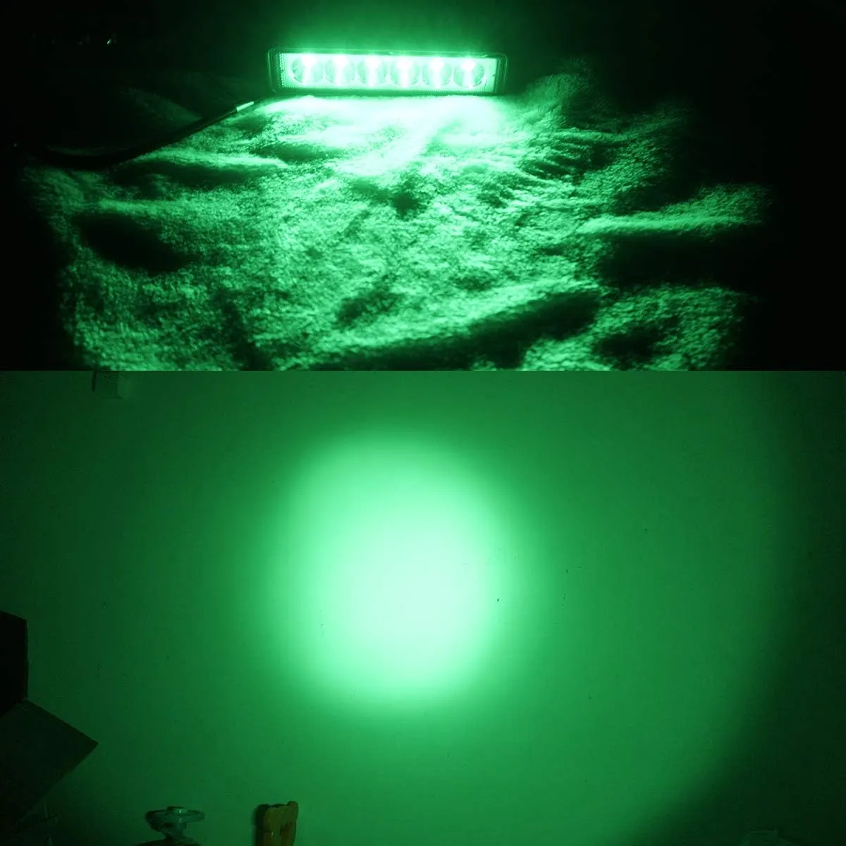 AUXMOTEC Green Led Light Bar 2PCS 18W Spot Driving Fog Light Off-road Work Light Waterproof Compatible for Boat ATV SUV Truck Pick-up Van Fishing Hunting Navigation 12v 24v
