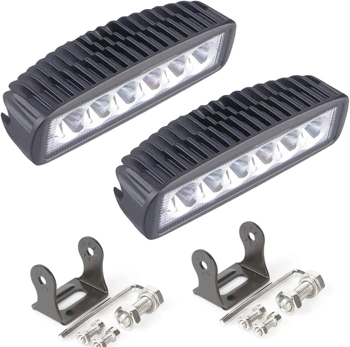 AUXMOTEC Green Led Light Bar 2PCS 18W Spot Driving Fog Light Off-road Work Light Waterproof Compatible for Boat ATV SUV Truck Pick-up Van Fishing Hunting Navigation 12v 24v