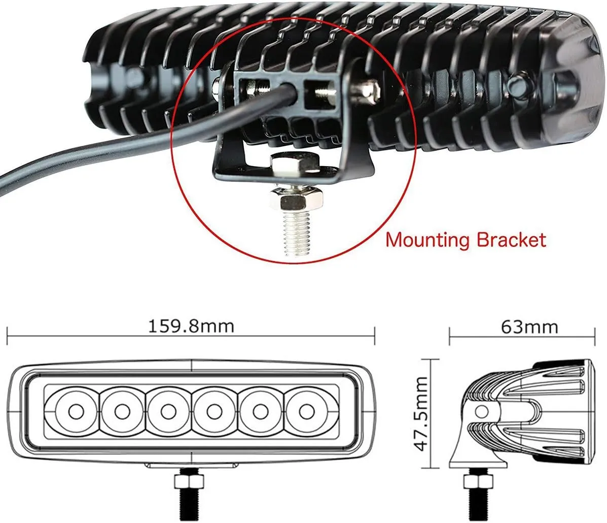 AUXMOTEC Green Led Light Bar 2PCS 18W Spot Driving Fog Light Off-road Work Light Waterproof Compatible for Boat ATV SUV Truck Pick-up Van Fishing Hunting Navigation 12v 24v