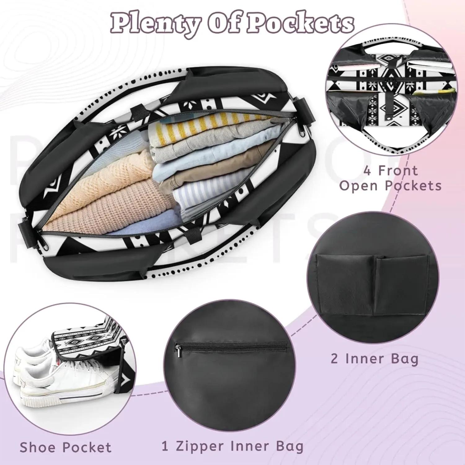 Aztec Paper Decor Gym Bag Yoga Mat Tote for Women with Shoes Compartment Lightweight Duffle Travel Carrier Wet Dry Storage Pockets Adjustable Pilates Mats Shoulder Bags for Sport Swim