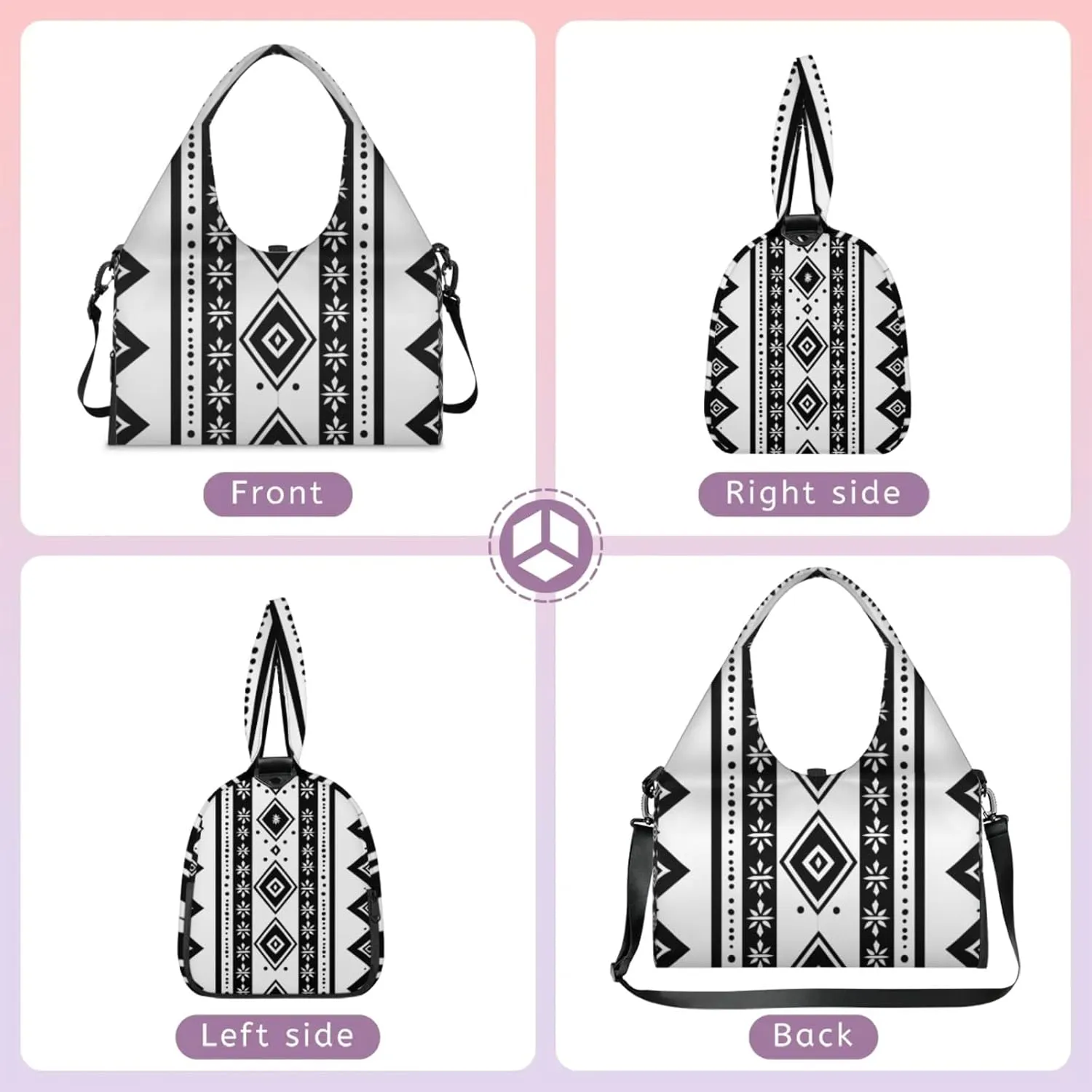 Aztec Paper Decor Gym Bag Yoga Mat Tote for Women with Shoes Compartment Lightweight Duffle Travel Carrier Wet Dry Storage Pockets Adjustable Pilates Mats Shoulder Bags for Sport Swim