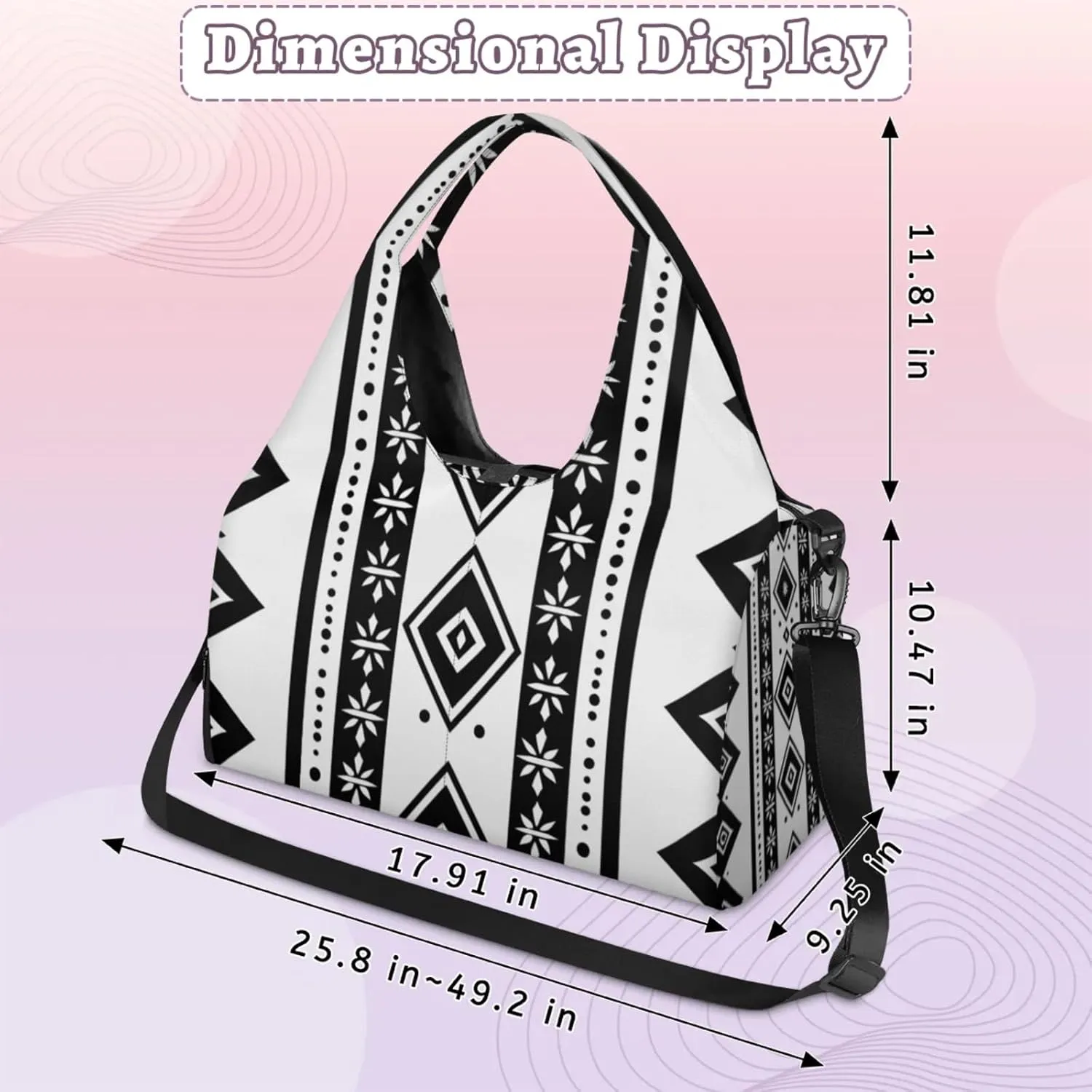 Aztec Paper Decor Gym Bag Yoga Mat Tote for Women with Shoes Compartment Lightweight Duffle Travel Carrier Wet Dry Storage Pockets Adjustable Pilates Mats Shoulder Bags for Sport Swim