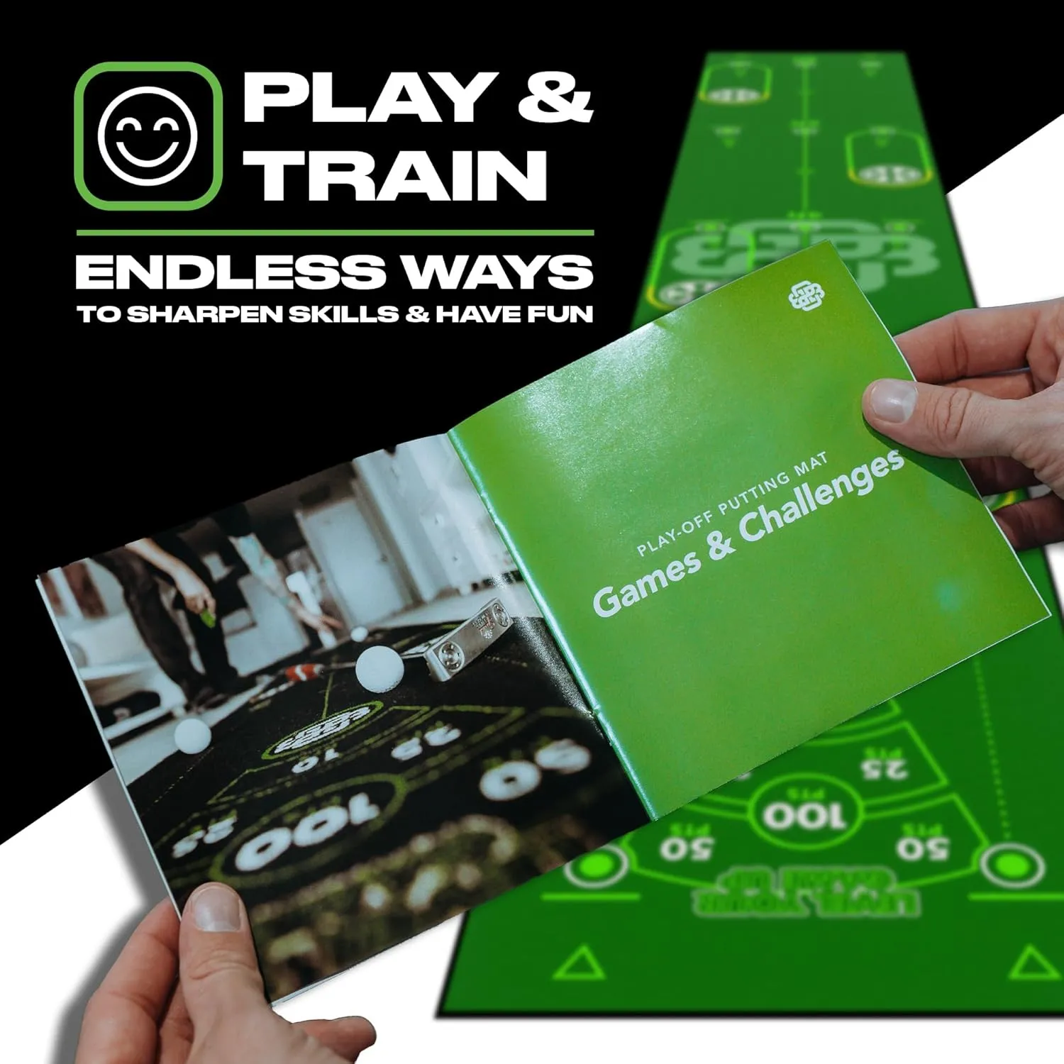 Back 2 Basics 10ft Golf Putting Mat - True-to-Life Green Simulation Golf Putting Mat - Ideal Indoor/Outdoor Training Aid - Created by Expert Golfers - Ideal Golf Gifts for Golf Lovers