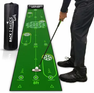 Back 2 Basics 10ft Golf Putting Mat - True-to-Life Green Simulation Golf Putting Mat - Ideal Indoor/Outdoor Training Aid - Created by Expert Golfers - Ideal Golf Gifts for Golf Lovers