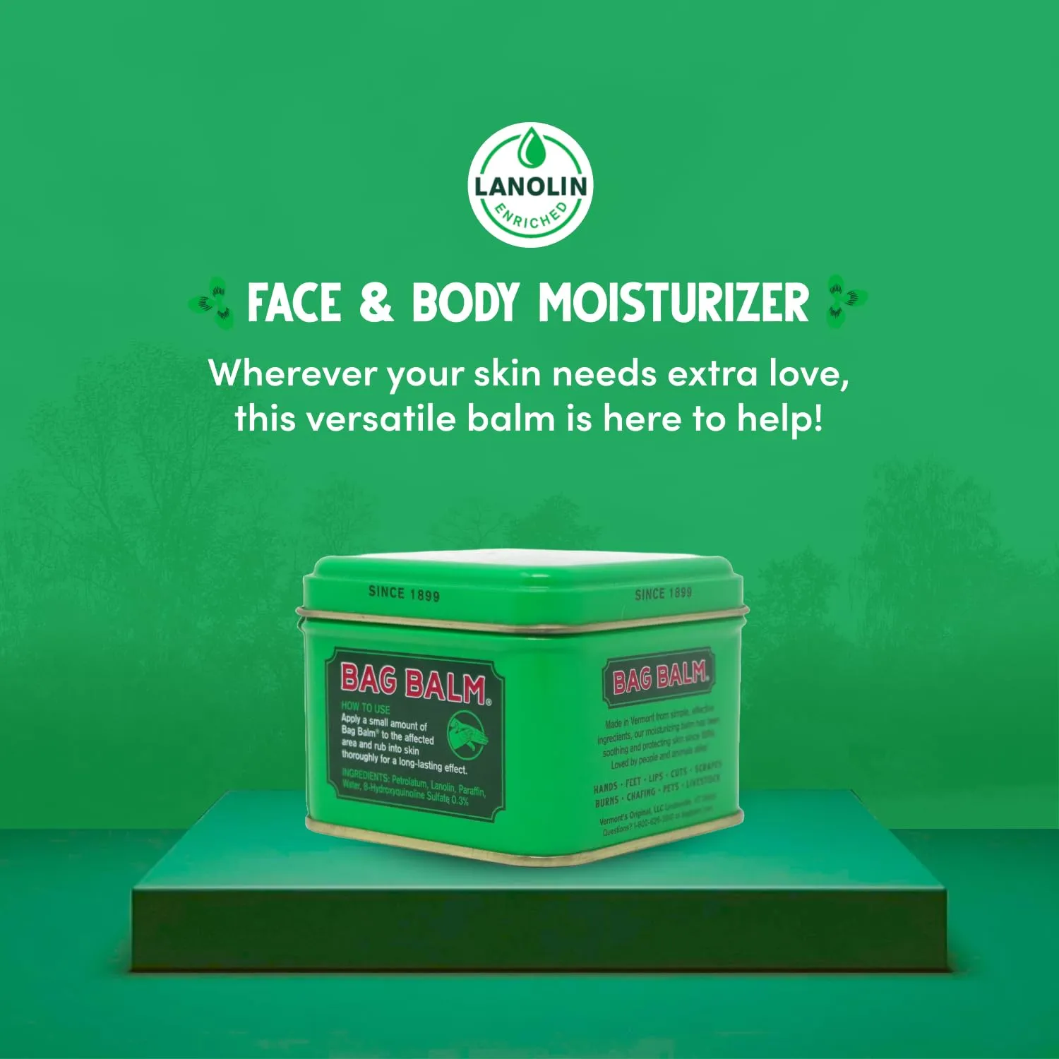 Bag Balm Vermont's Original for Cracked Hands, Dry Skin - Moisturizing Lotion Salve 8 Ounce - 2 Pack
