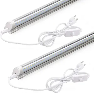 Barrina 2FT LED Shop Light, 4000K 20W 3000LM, Clear Cover Linkable LED Tube Lights, V Shape Integrated T8 Lighting Fixture, Ceiling Lights for Garage, Warehouse, Workshop, ETL Listed, 2 Packs