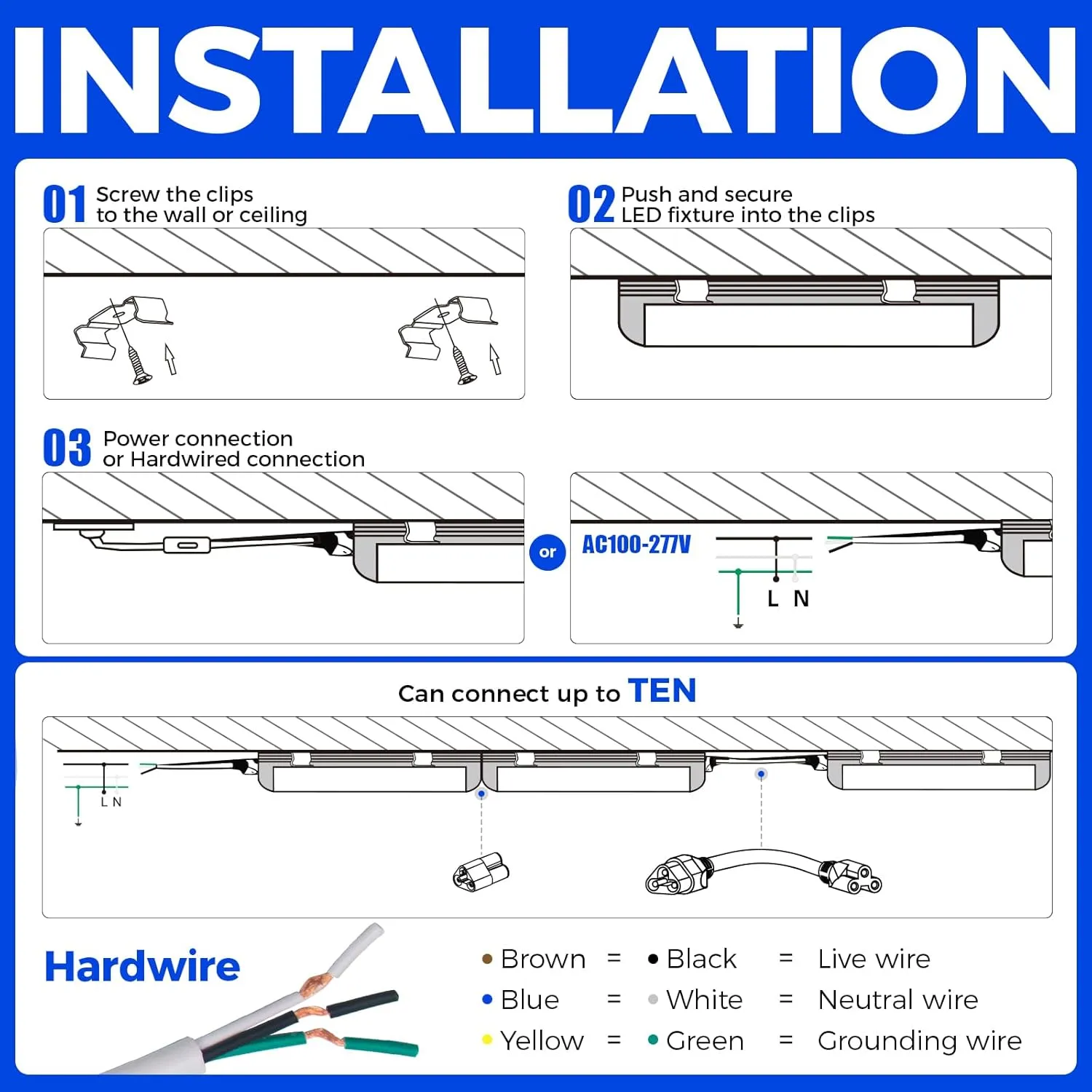 Barrina LED Shop Lights 2FT, 20W 3000LM 5000K, T8 LED Light Fixture, Clear Cover, Ceiling and Utility Shop Light, Linkable Tube Lights for Room, Garage, Workbench, Warehouse, 2 Packs