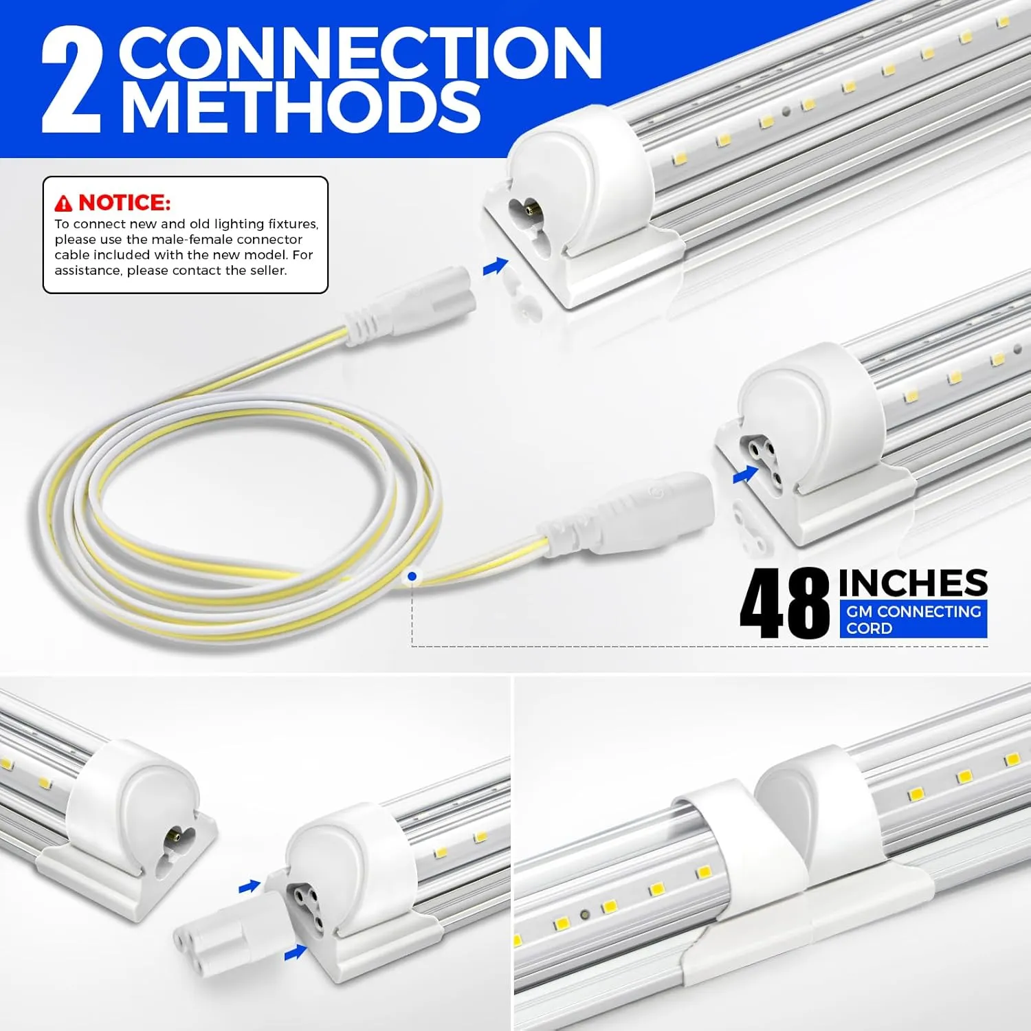 Barrina LED Shop Lights 2FT, 20W 3000LM 5000K, T8 LED Light Fixture, Clear Cover, Ceiling and Utility Shop Light, Linkable Tube Lights for Room, Garage, Workbench, Warehouse, 2 Packs