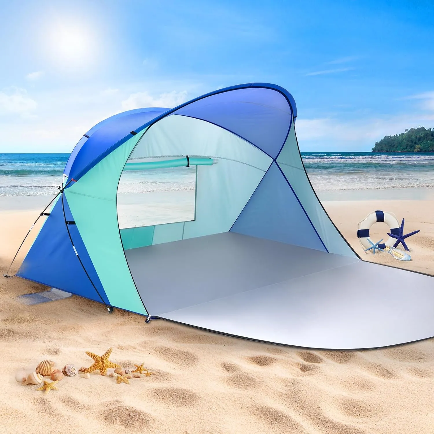 Beach Tent Sun Shelter for 2 People, UV Protection Sunshade Portable Outdoor Canopy for Family Camping Traveling