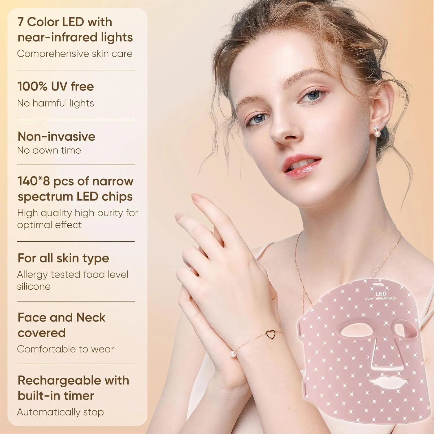 Beauty LED Light Mask -infrared light therapy red light therapy led facial light Photons Facial Skin Care Wrinkle reduce anti-acne facial light acne treatment beauty device-KFB265