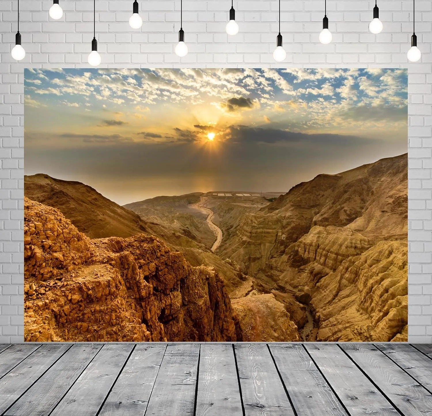 BELECO 8x6ft Fabric Israel Desert Mountains Backdrop Photography Judean Desert Sunrise, Rugged Rocky Cliff Natural Landscape Background for Travel Hiking Party Decorations Photo Studio Props