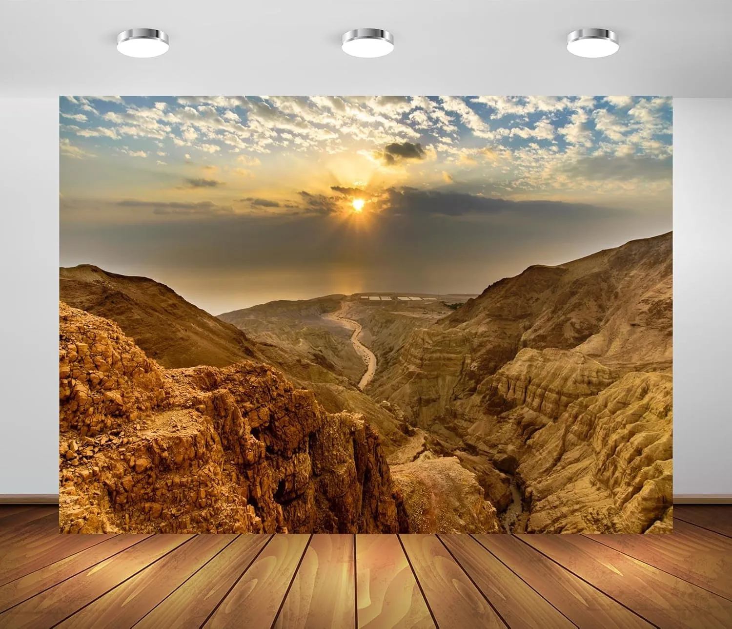 BELECO 8x6ft Fabric Israel Desert Mountains Backdrop Photography Judean Desert Sunrise, Rugged Rocky Cliff Natural Landscape Background for Travel Hiking Party Decorations Photo Studio Props