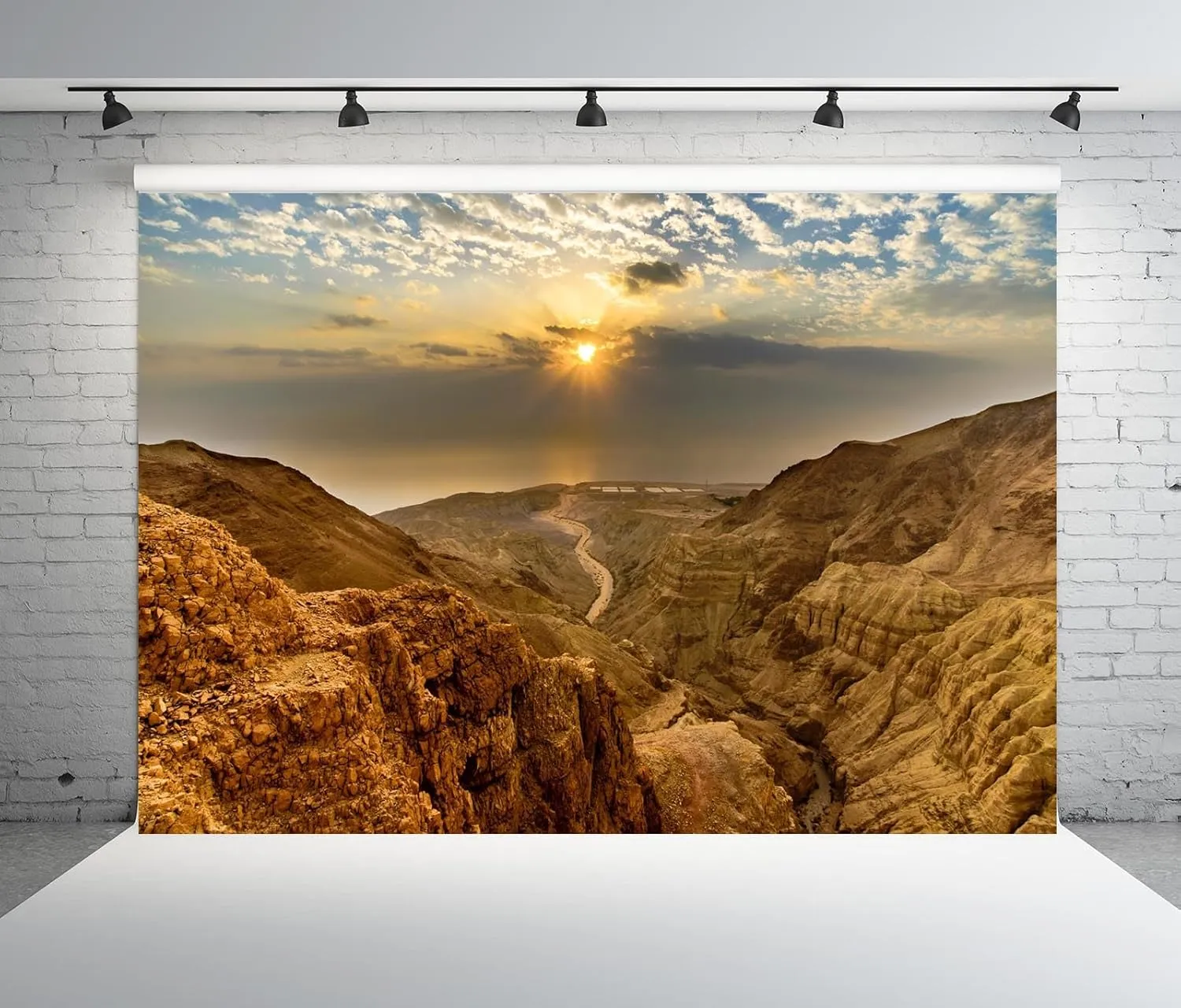 BELECO 8x6ft Fabric Israel Desert Mountains Backdrop Photography Judean Desert Sunrise, Rugged Rocky Cliff Natural Landscape Background for Travel Hiking Party Decorations Photo Studio Props