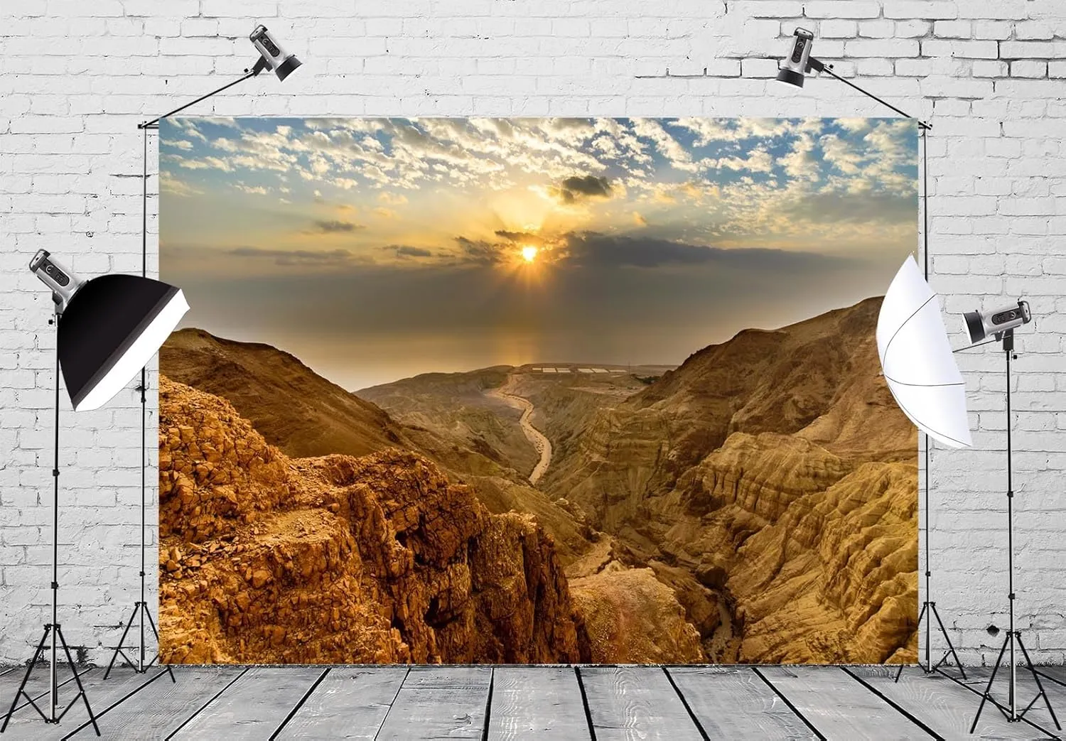 BELECO 8x6ft Fabric Israel Desert Mountains Backdrop Photography Judean Desert Sunrise, Rugged Rocky Cliff Natural Landscape Background for Travel Hiking Party Decorations Photo Studio Props