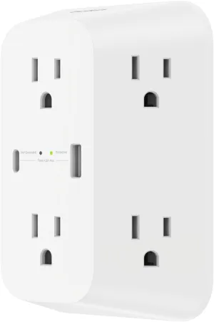 Belkin 6-Outlet Surge Protector Power Strip, ETL-listed, Wall-Mountable w/ 6 AC Outlets, Overvoltage Protection, LED Indicator, USB-C & USB-A Ports w/ USB-C PD Fast Charge - 1,680 Joules of Protection