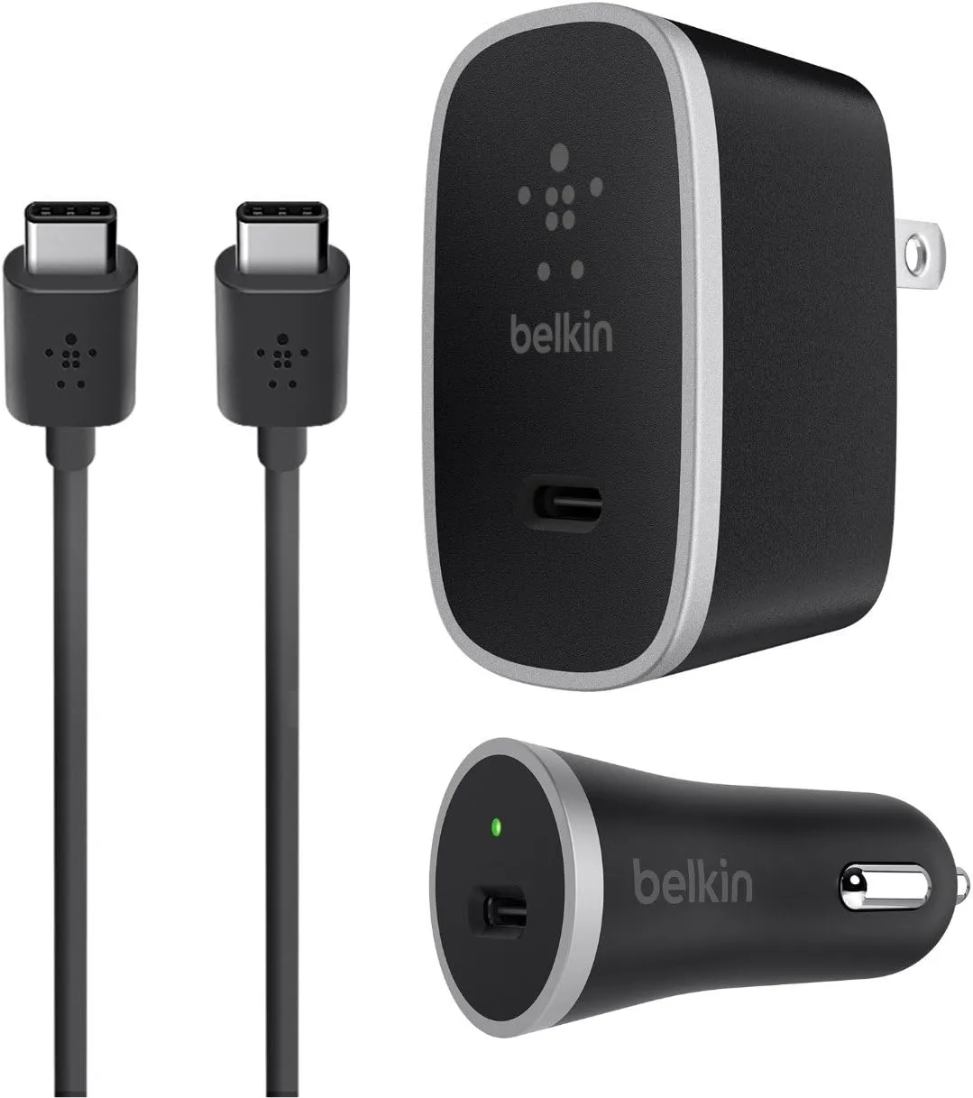 Belkin USB-C Car and Wall Rapid Charging Kit   1 Meter C-C Cable for Many Many Devices that Support Type-C - Retail Packaging