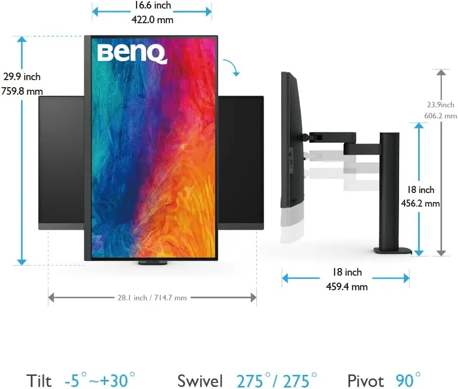 BenQ PD3205UA Ergo Arm Mac-Ready 32" 4K UHD | 99% Rec.709 & sRGB | IPS | Built-In Ergo Mount | ICCSync | Uniformity | Delta E≤3 | Calibration Report | AQCOLOR | Pantone | USB-Hub | USB-C (90W)