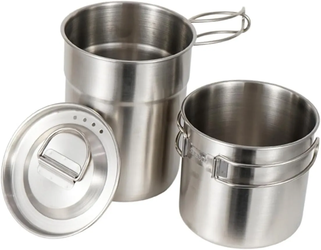 BESPORTBLE Portable Stainless Steel Folding Cup Set Camping Hiking Picnic Leakproof Lids Easy to Carry