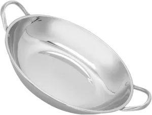 BESPORTBLE Stainless Steel Capacity Cooking Pan Flat Bottom Stock Pot for Seafood Hot Pot Camping and Home Use Easy to Clean and Operate Smooth Design for Safe Cooking
