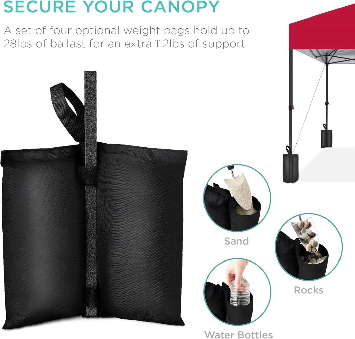 Best Choice Products 10x10ft 1-Person Setup Pop Up Canopy Tent Instant Portable Shelter w/ 1-Button Push, Case, 4 Weight Bags - Red
