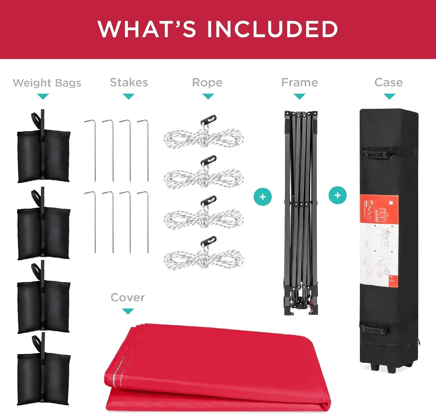 Best Choice Products 10x10ft 1-Person Setup Pop Up Canopy Tent Instant Portable Shelter w/ 1-Button Push, Case, 4 Weight Bags - Red