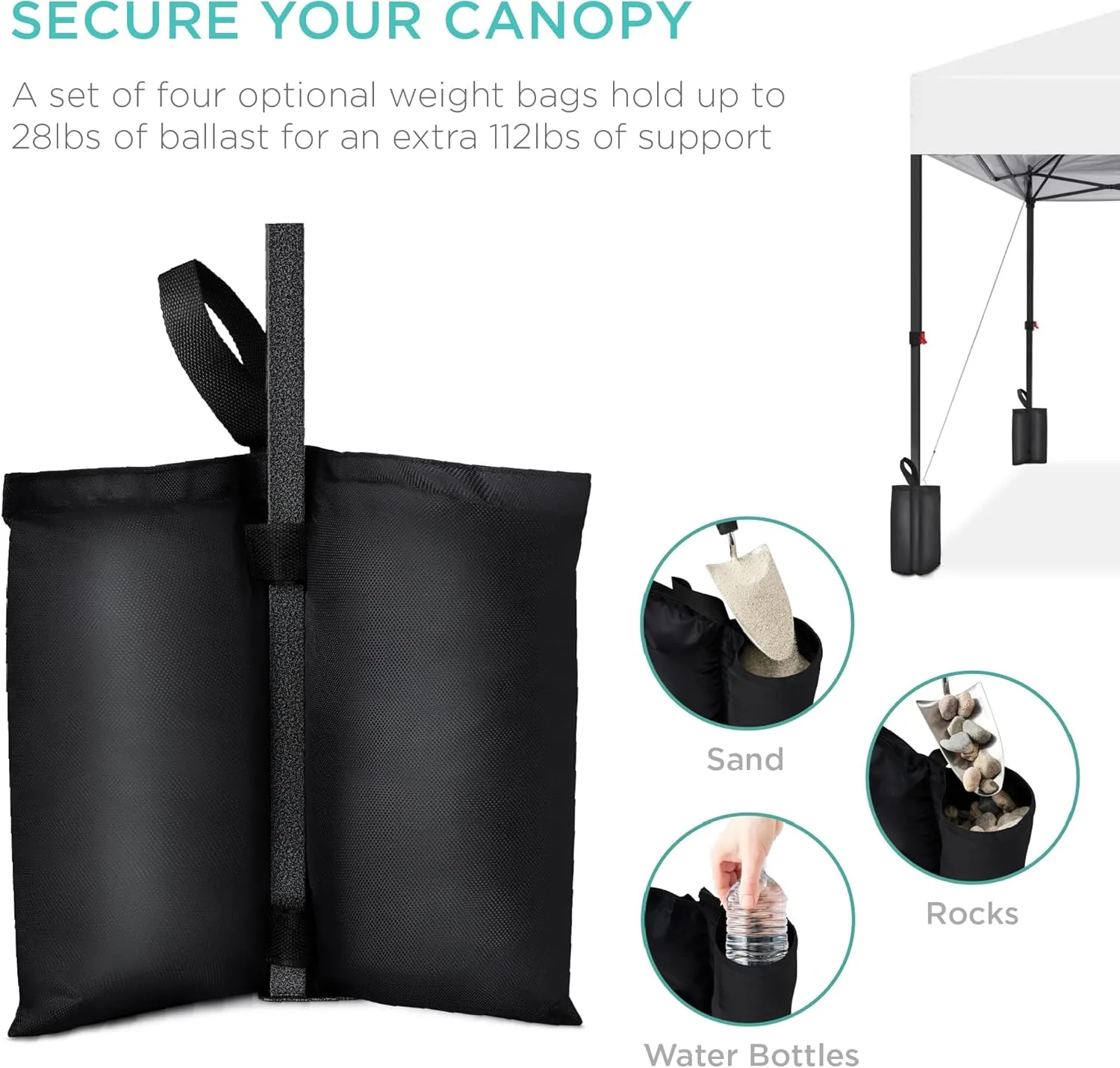 Best Choice Products 10x10ft 1-Person Setup Pop Up Canopy Tent Instant Portable Shelter w/ 1-Button Push, Case, 4 Weight Bags - White