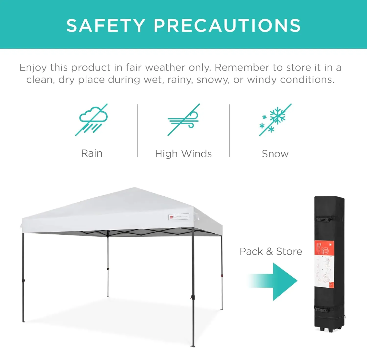 Best Choice Products 10x10ft 1-Person Setup Pop Up Canopy Tent Instant Portable Shelter w/ 1-Button Push, Case, 4 Weight Bags - White