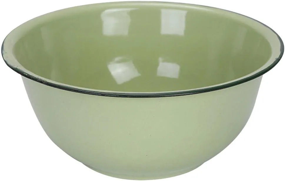 BESTOYARD Enamel Bowl Dough Bowl Camping Mug Camping Bowls Gsi Camping Cookware Ceramic Mixing Bowls Household Enamelware Pasta Plates Soup Bowl Lard Basin Popcorn Bowl Outdoor Egg, 19X19X9CM, Green