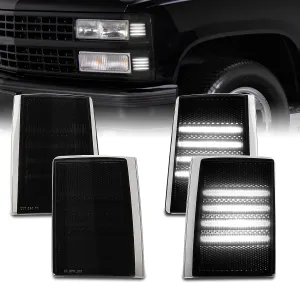Bestview LED Front Corner Light Side Marker Turn Signal Light Compatible with GMC Sierra C/K 1500 2500 3500 Suburban Yukon,Upper & Lower Side Marker Reflector Light White Smoked Lens,4 Pack